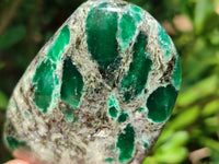 Polished Emerald Mica 'Mutokolite' Standing Free Forms x 4 From Mutoko, Zimbabwe