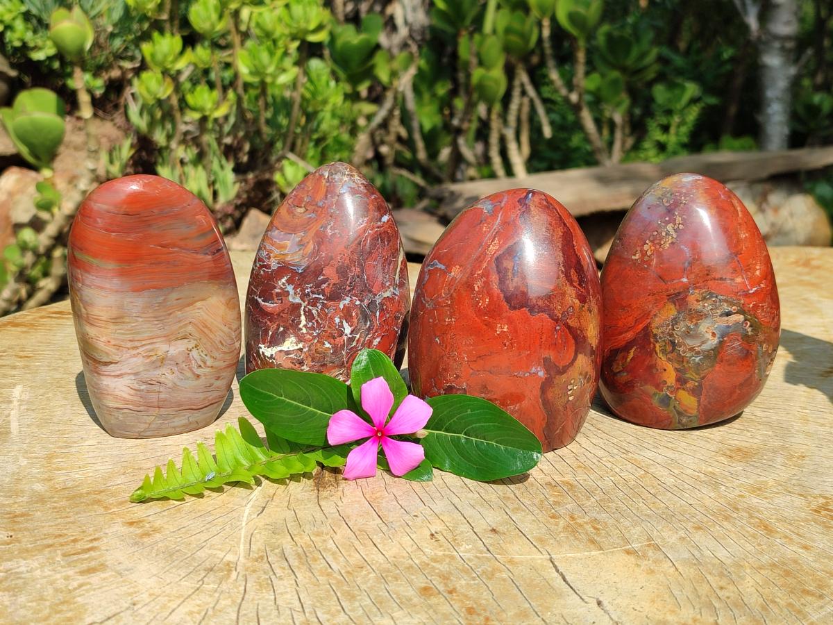 Polished Red Jasper Standing Free Forms x 4 From Madagascar - Toprock Gemstones and Minerals 
