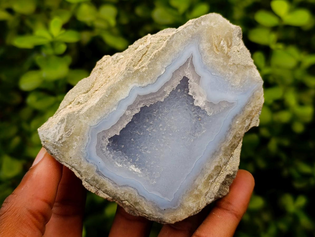 Polished On One Side Blue Lace Agate Geodes x 4 From Nsanje, Malawi - Toprock Gemstones and Minerals 