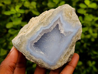 Polished On One Side Blue Lace Agate Geodes x 4 From Nsanje, Malawi