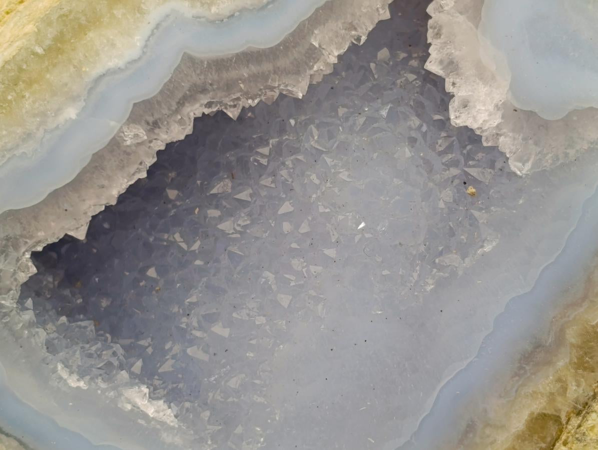 Polished On One Side Blue Lace Agate Geodes x 4 From Nsanje, Malawi