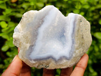 Polished On One Side Blue Lace Agate Geodes x 4 From Nsanje, Malawi