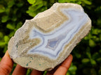 Polished On One Side Blue Lace Agate Geodes x 4 From Nsanje, Malawi - Toprock Gemstones and Minerals 