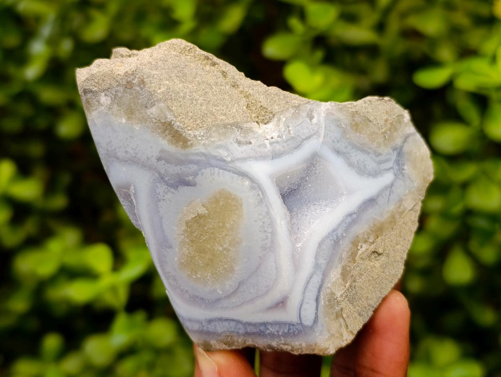 Polished On One Side Blue Lace Agate Geodes x 4 From Nsanje, Malawi - Toprock Gemstones and Minerals 
