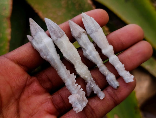 Natural Drusy Quartz Coated Spearhead Calcite Specimens x 43 From Albert's Mountain, Lesotho