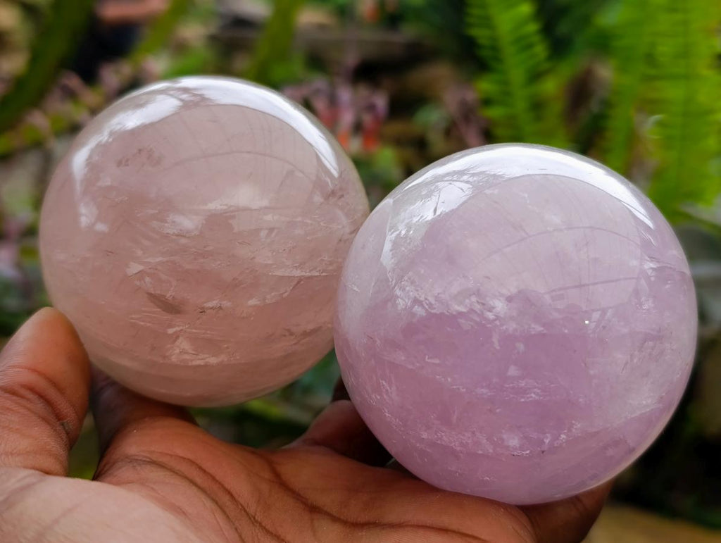 Polished Gemmy Rose Quartz Spheres x 3 From Madagascar - Toprock Gemstones and Minerals 
