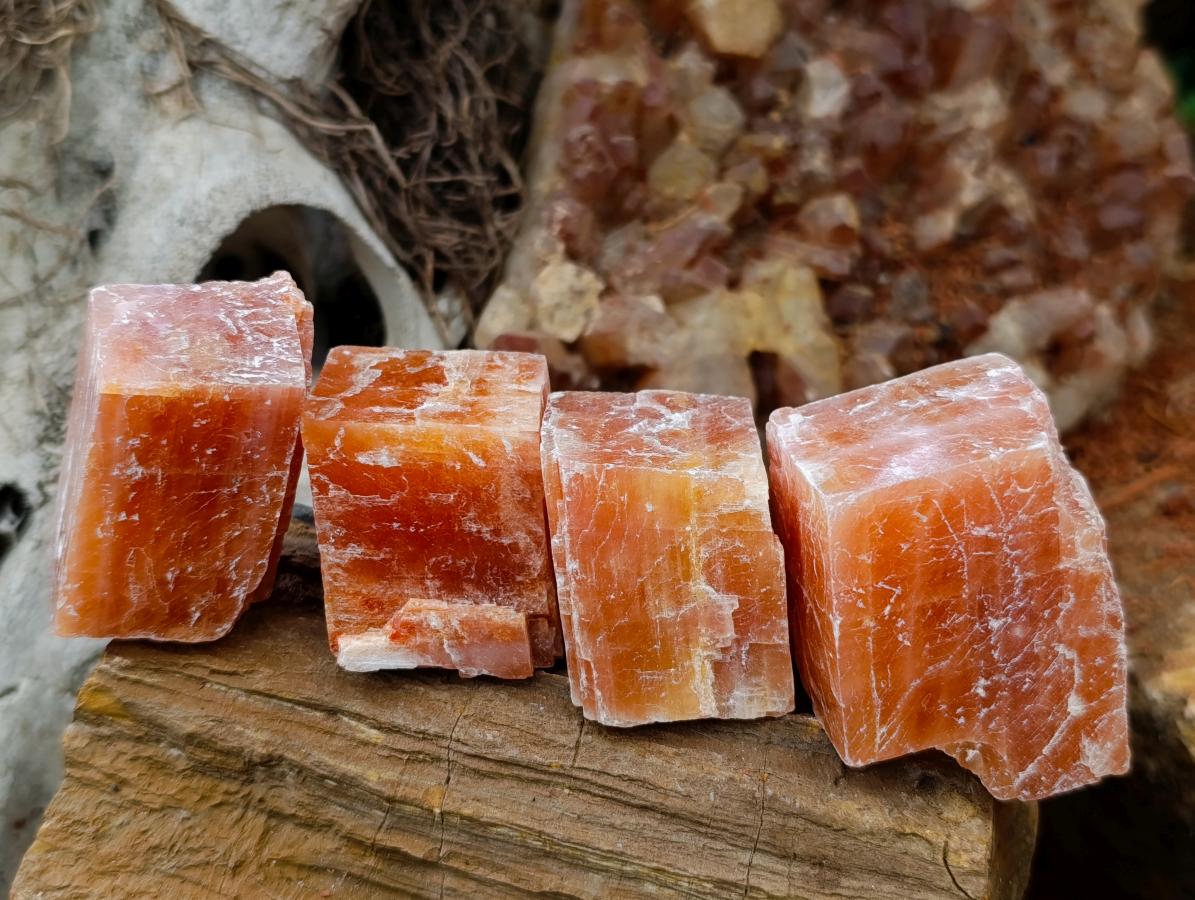 Natural Sunset Orange Calcite Specimens x 24 From Spitzkop, Namibia