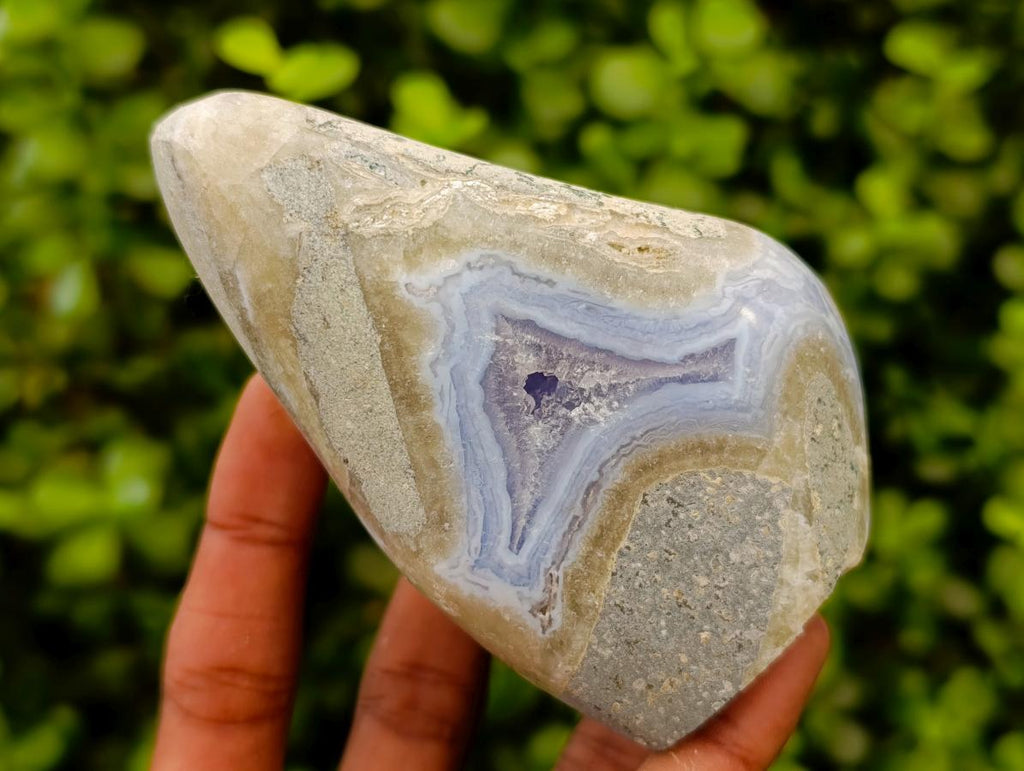 Polished Blue Lace Agate Standing Free Forms x 2 From Nsanje, Malawi