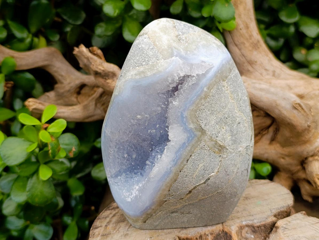 Polished Blue Lace Agate Standing Free Forms x 2 From Nsanje, Malawi