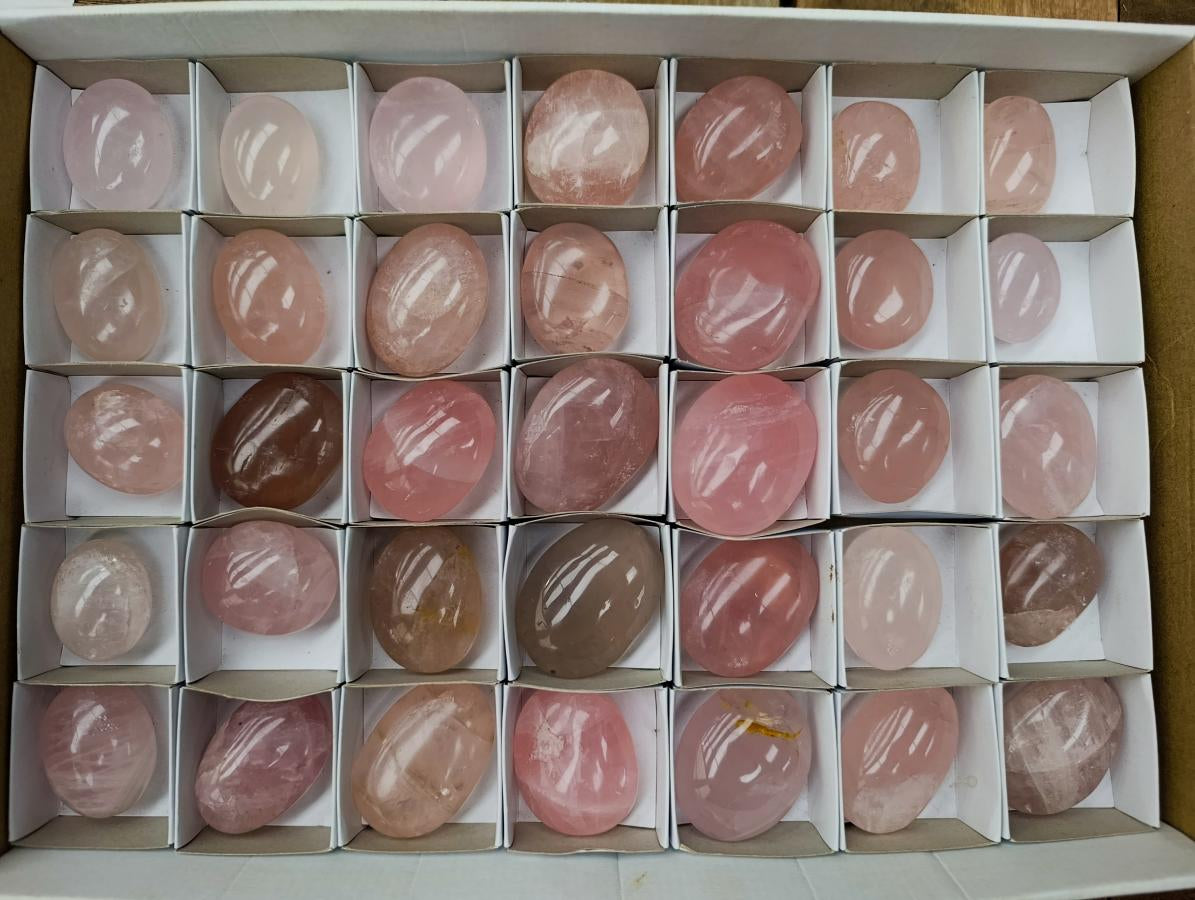 Polished Rose Quartz Palm Stones x 35 From Madagascar - Toprock Gemstones and Minerals 