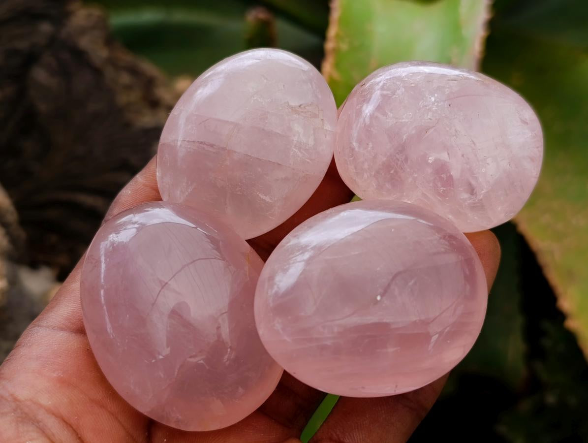 Polished Rose Quartz Palm Stones x 35 From Madagascar - Toprock Gemstones and Minerals 