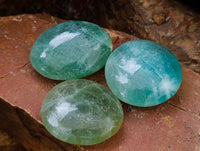 Polished Green Fluorite Palm Stones x 20 From Madagascar