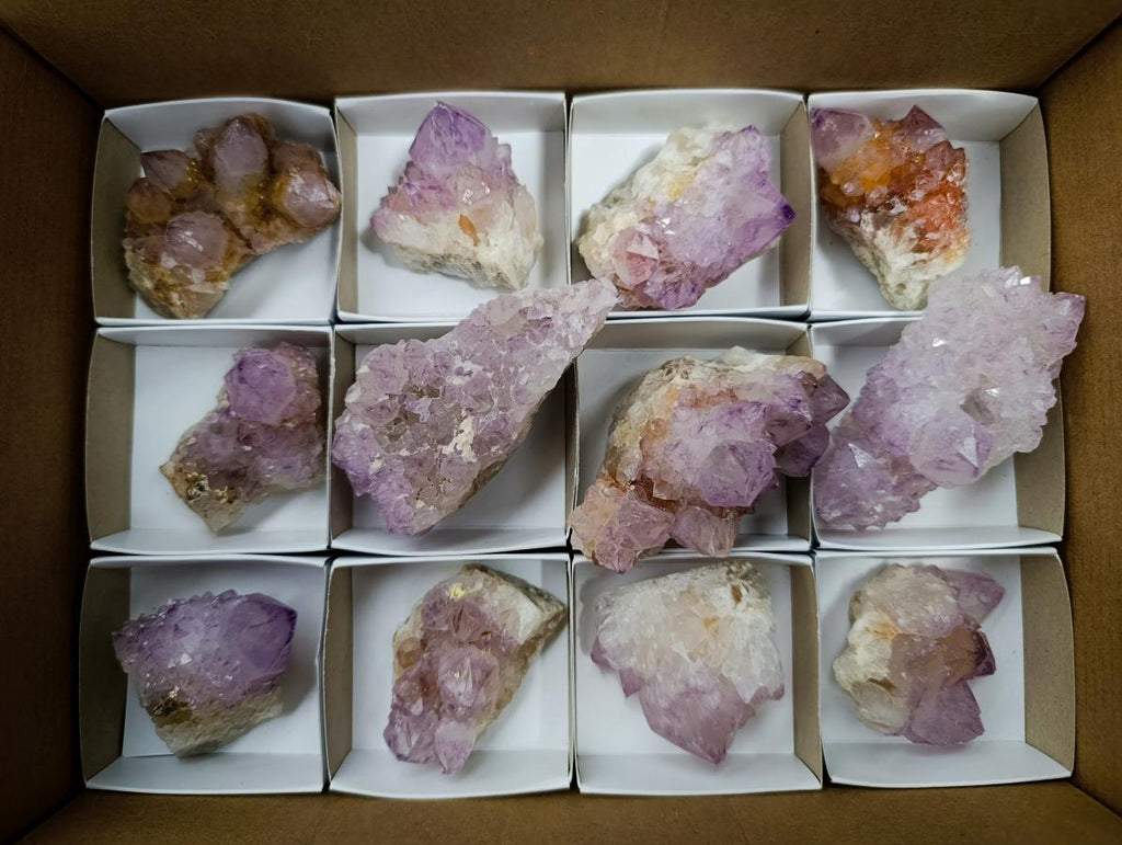 Natural Sunburst Amethyst Spirit Clusters x 12 From Boekenhouthoek, South Africa