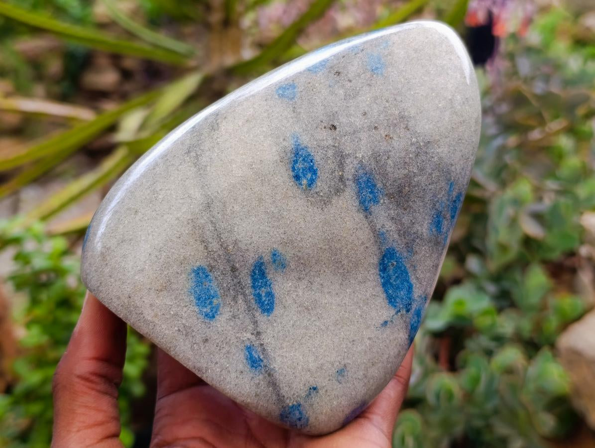 Polished Blue Spotted Spinel In Quartz Standing Free Forms x 2 From Madagascar - Toprock Gemstones and Minerals 