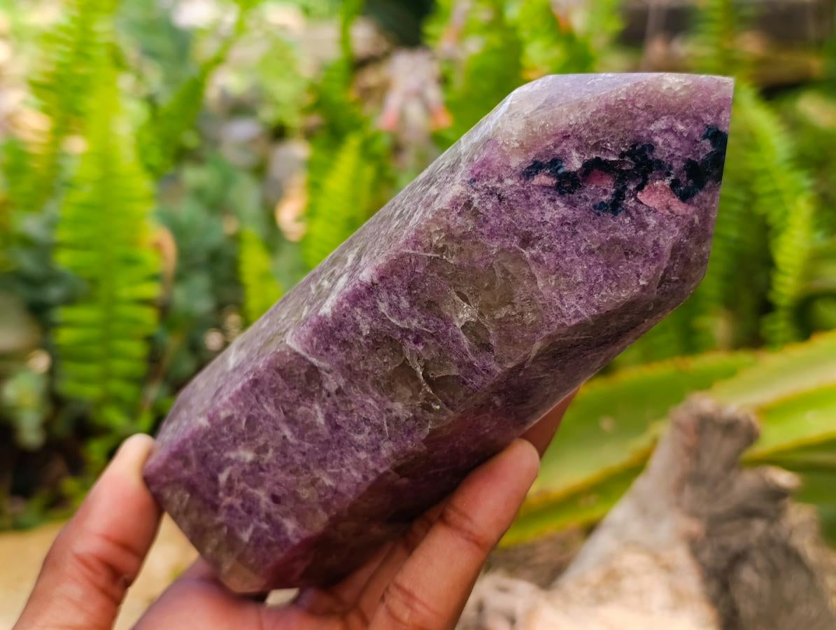 Polished Lepidolite With Pink Rubellite Points x 3 From Ambatondrazaka, Madagascar