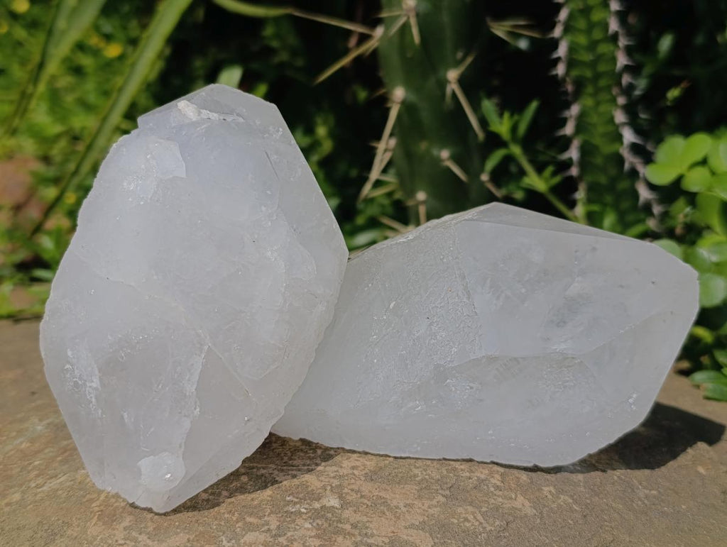 Natural Large Double Terminated Clear Quartz Floater Crystals x 4 From Madagascar