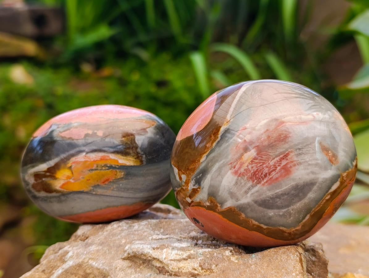 Polished Polychrome Jasper Galets x 6 From NW Coast, Madagascar - Toprock Gemstones and Minerals 