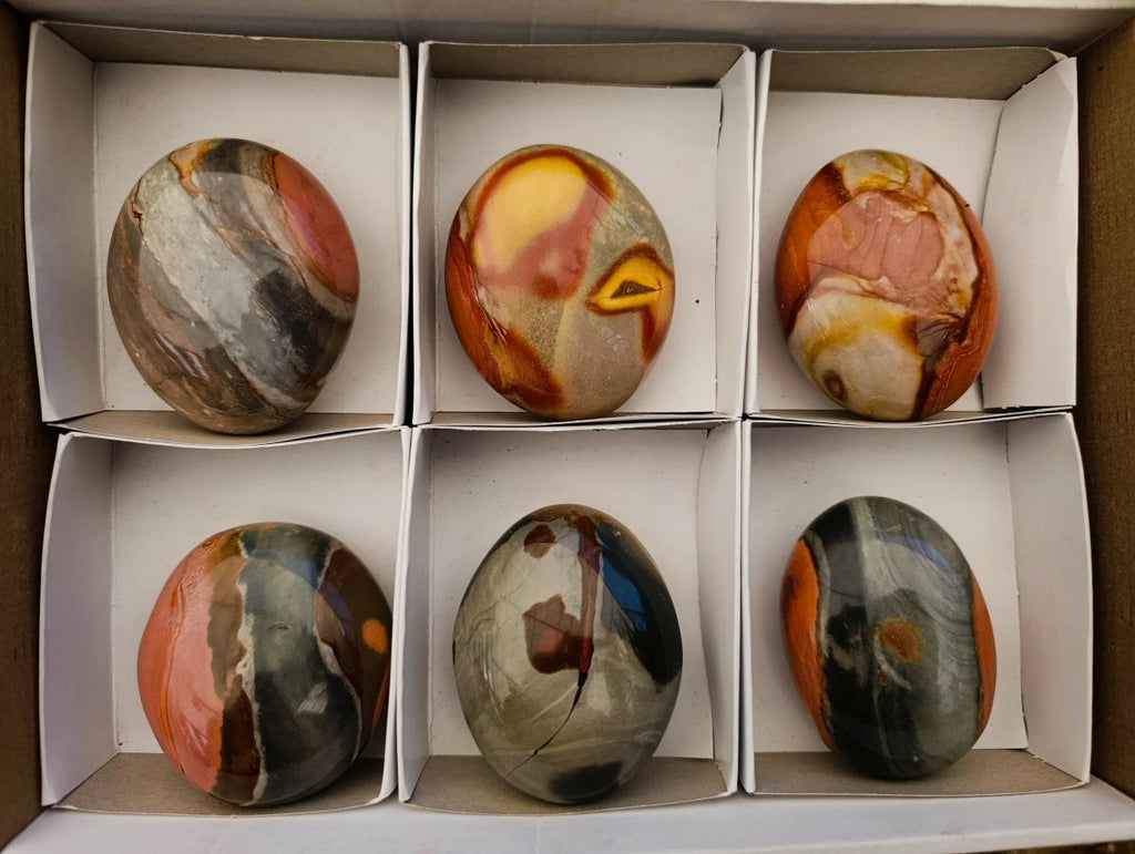 Polished Polychrome Jasper Galets x 6 From NW Coast, Madagascar - Toprock Gemstones and Minerals 