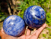 Polished Sodalite Spheres x 2 From Kunene River, Namibia
