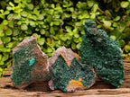 Natural Crystalline Malachite Specimens x 3 From Tenke Fungurume, Congo
