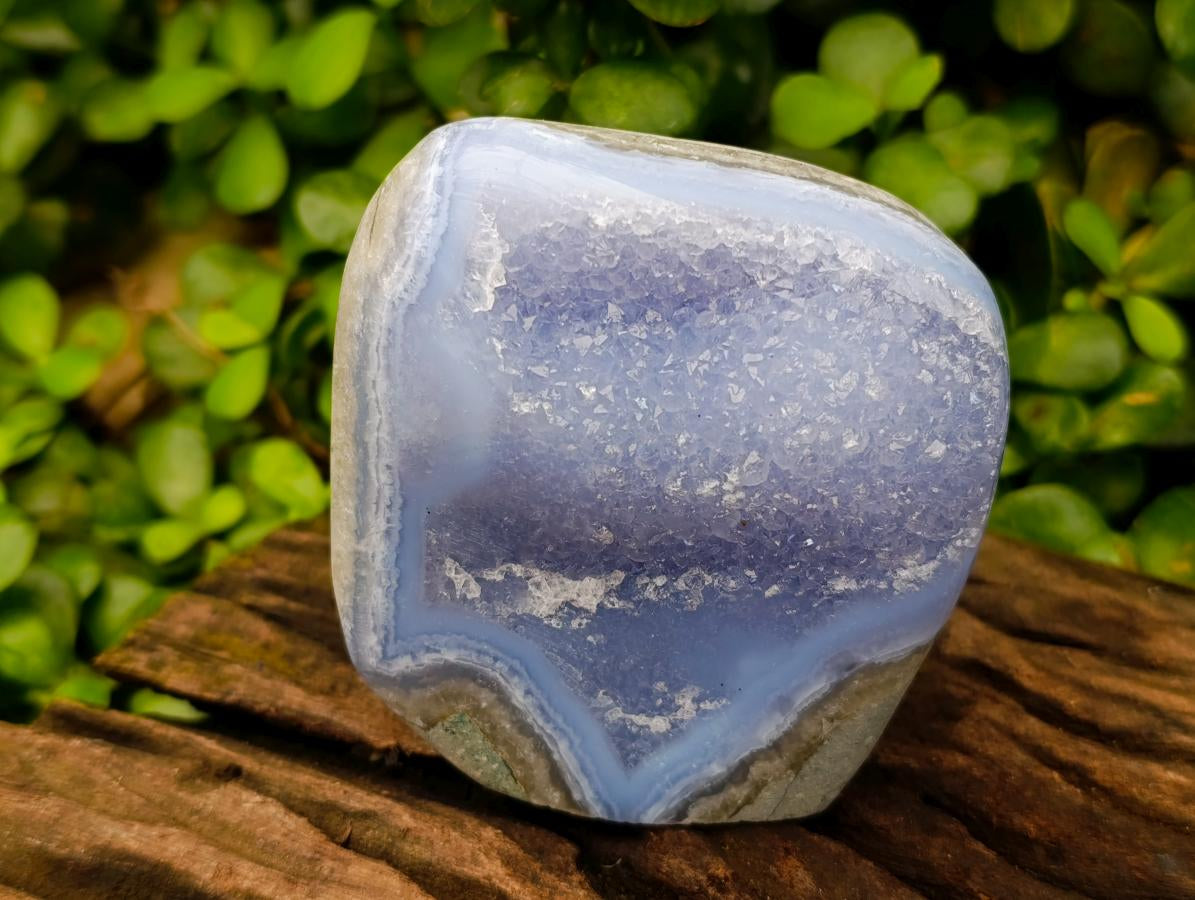 Polished Blue Lace Agate Standing Free Forms x 2 From Nsanje, Malawi