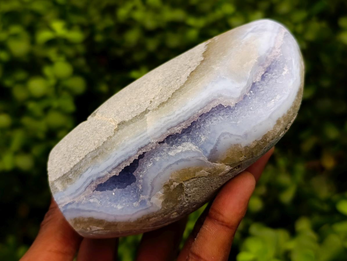Polished Blue Lace Agate Standing Free Forms x 2 From Nsanje, Malawi