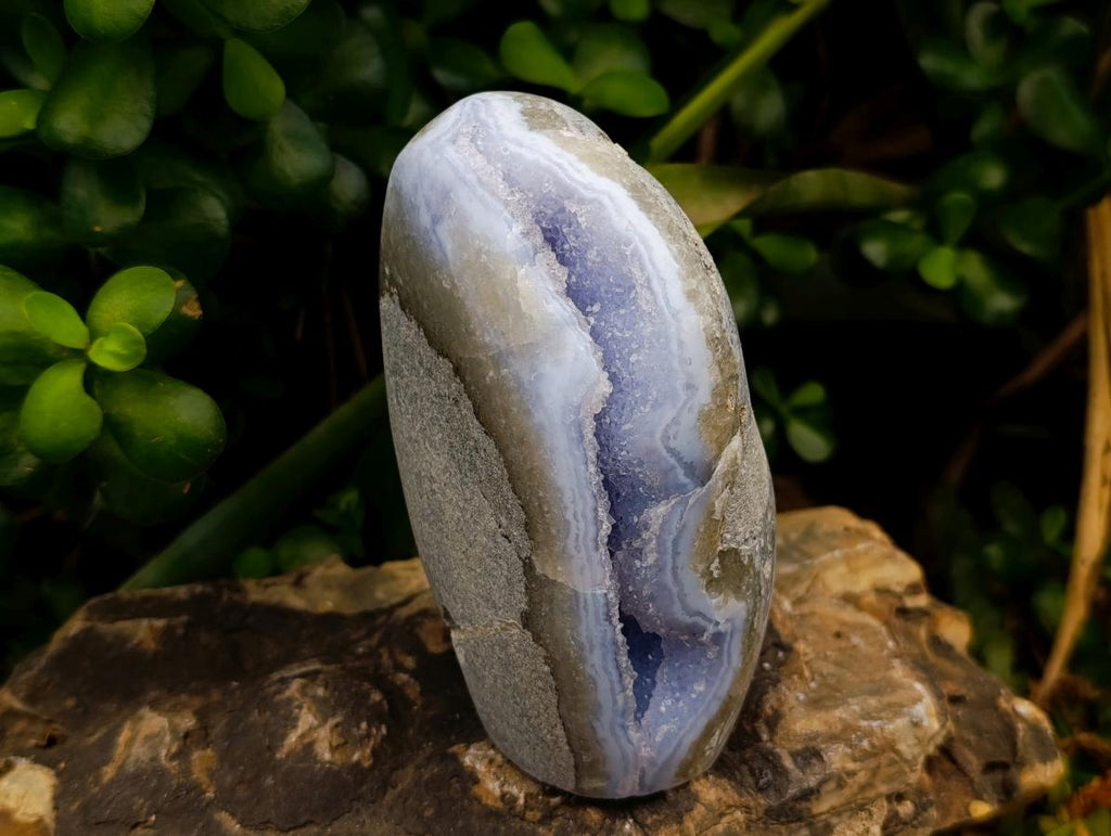 Polished Blue Lace Agate Standing Free Forms x 2 From Nsanje, Malawi