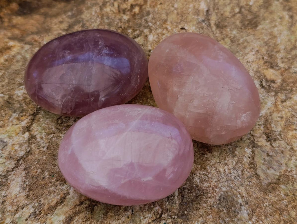 Polished Rose Quartz Palm Stones x 12 From Madagascar - Toprock Gemstones and Minerals 