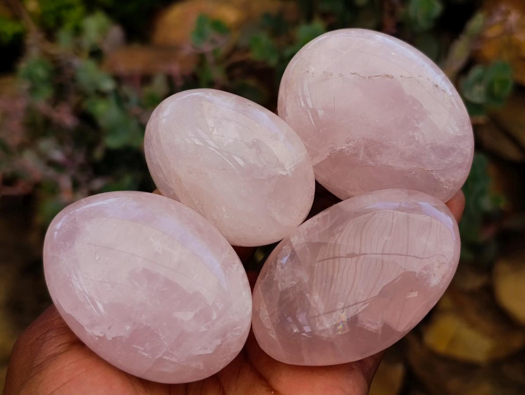 Polished Rose Quartz Palm Stones x 12 From Madagascar - Toprock Gemstones and Minerals 