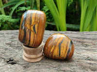 Polished Jumbo Golden Tigers Eye With Banded Iron Stone Free Forms x 6 From Prieska, South Africa