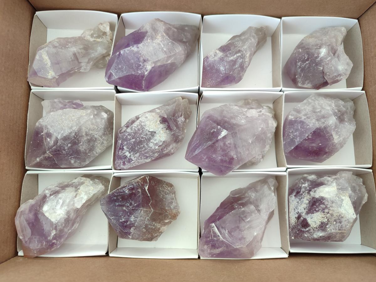 Natural Jacaranda Amethyst Crystals x 12 From Mumbwa, Zambia