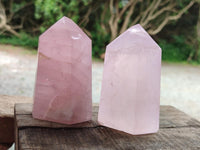 Polished Rose Quartz Crystals x 3 From Madagascar