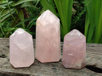 Polished Rose Quartz Crystals x 3 From Madagascar