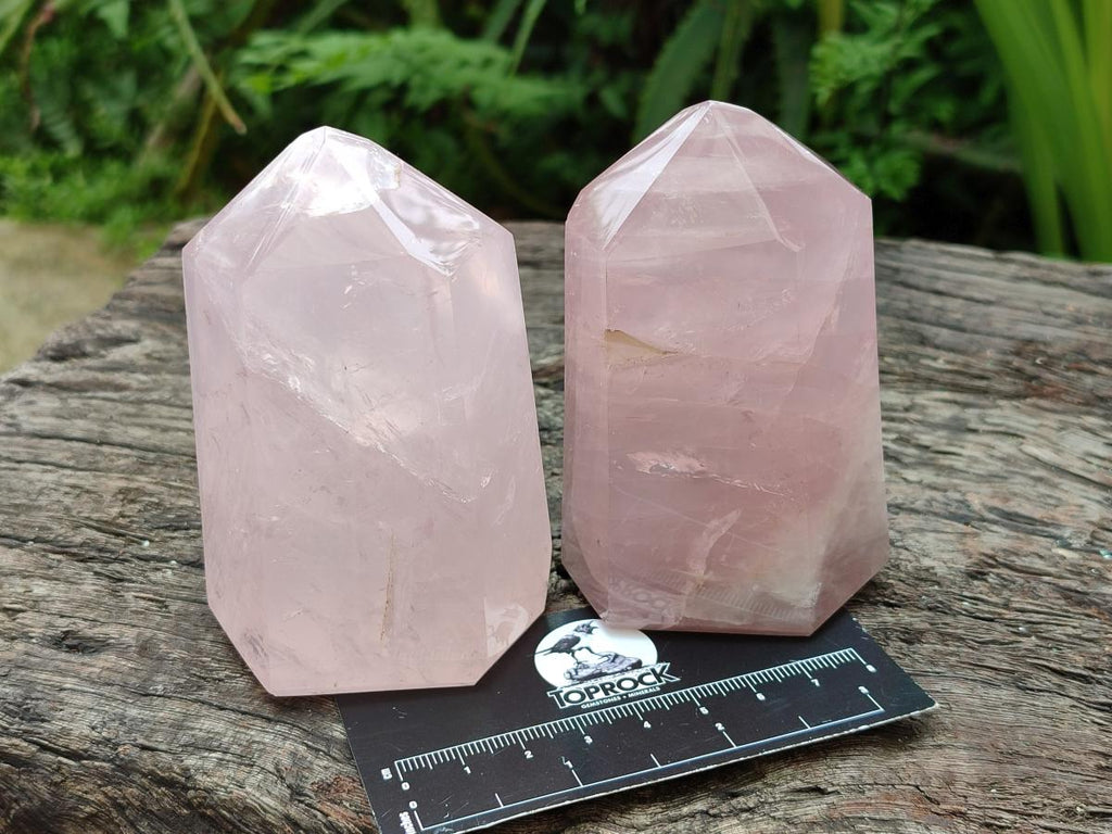 Polished Rose Quartz Crystals x 3 From Madagascar