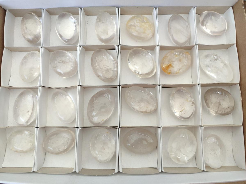 Polished Clear Quartz Galets x 24 From Madagascar - Toprock Gemstones and Minerals 