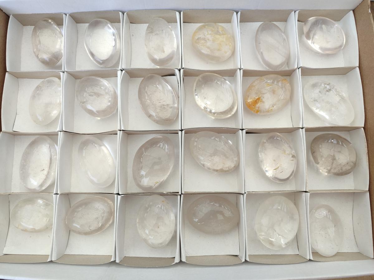 Polished Clear Quartz Galets x 24 From Madagascar - Toprock Gemstones and Minerals 