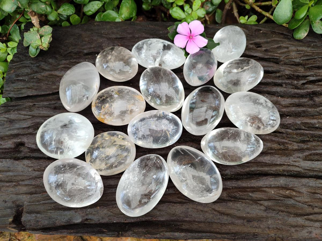 Polished Clear Quartz Galets x 24 From Madagascar - Toprock Gemstones and Minerals 