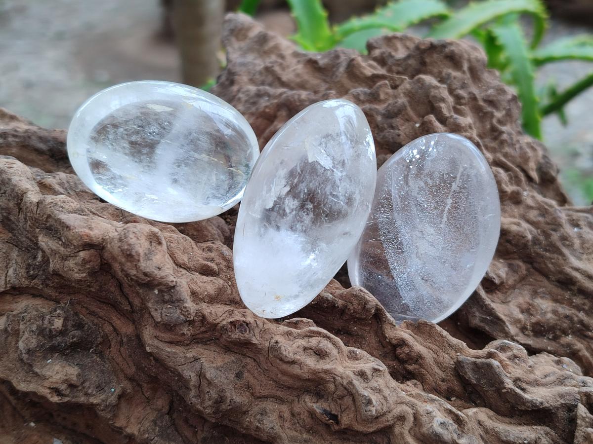 Polished Clear Quartz Galets x 24 From Madagascar - Toprock Gemstones and Minerals 