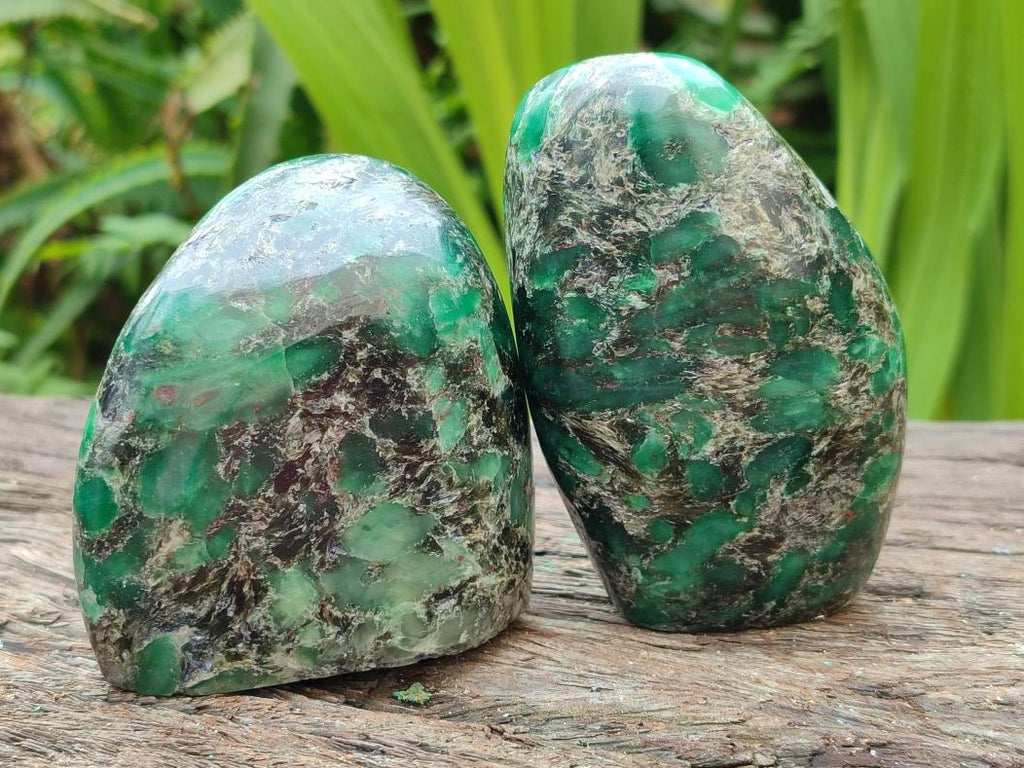 Polished Emerald Mica 'Mutokolite' Standing Free Forms x 4 From Mutoko, Zimbabwe - Toprock Gemstones and Minerals 