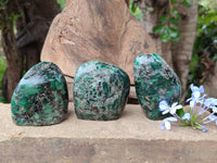 Polished Emerald Mica 'Mutokolite' Standing Free Forms x 4 From Mutoko, Zimbabwe