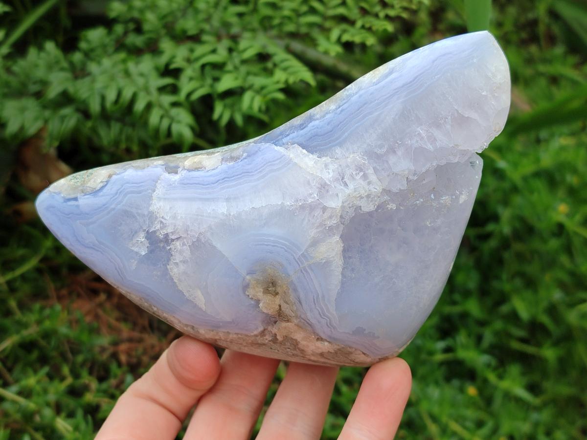Polished Blue Lace Agate Free Forms x 3 From Nsanje, Malawi