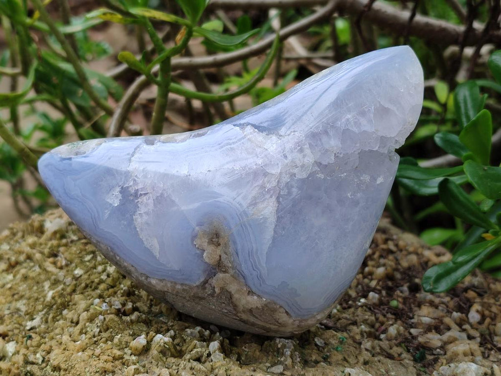 Polished Blue Lace Agate Free Forms x 3 From Nsanje, Malawi