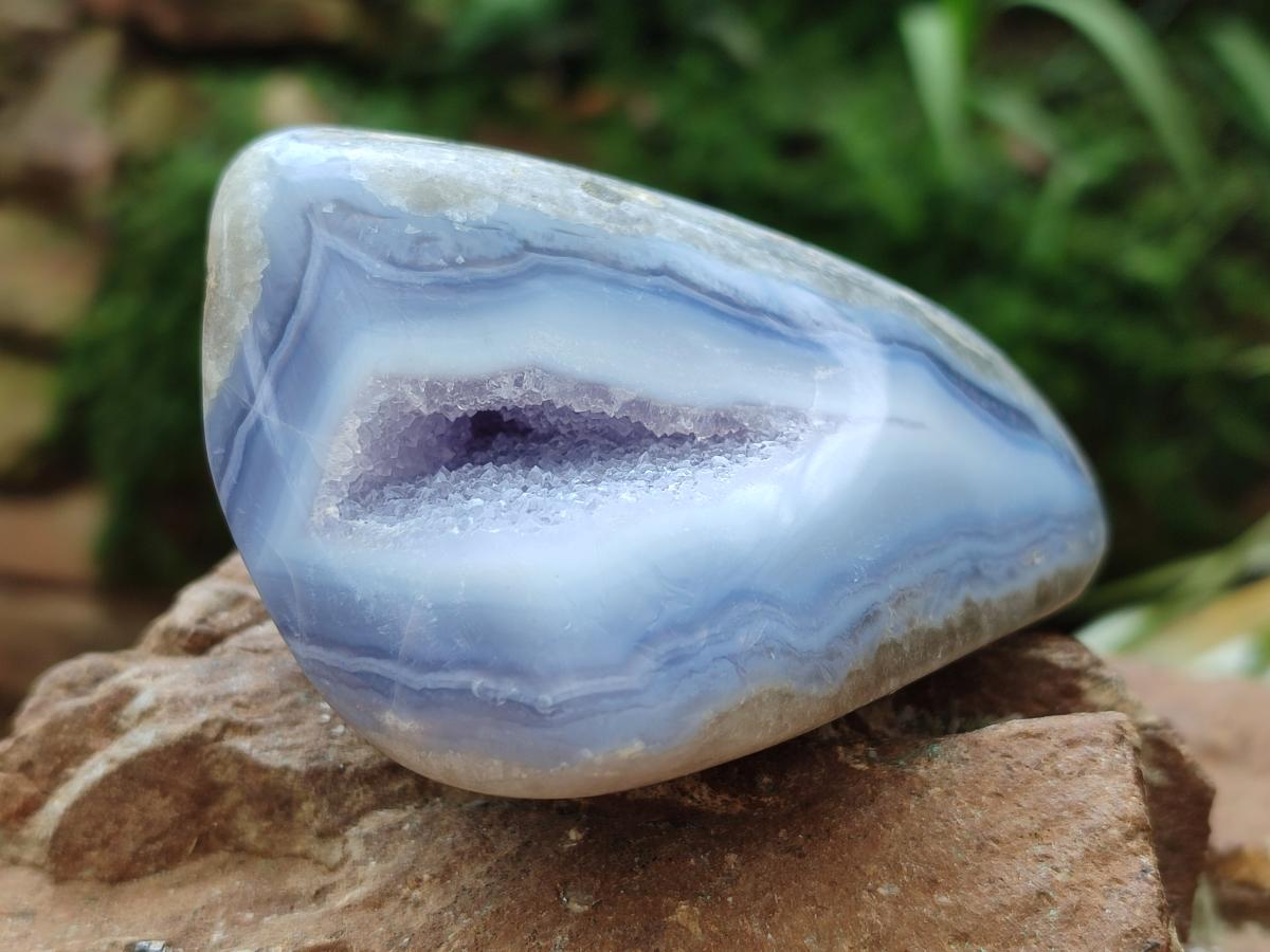 Polished Blue Lace Agate Free Forms x 3 From Nsanje, Malawi