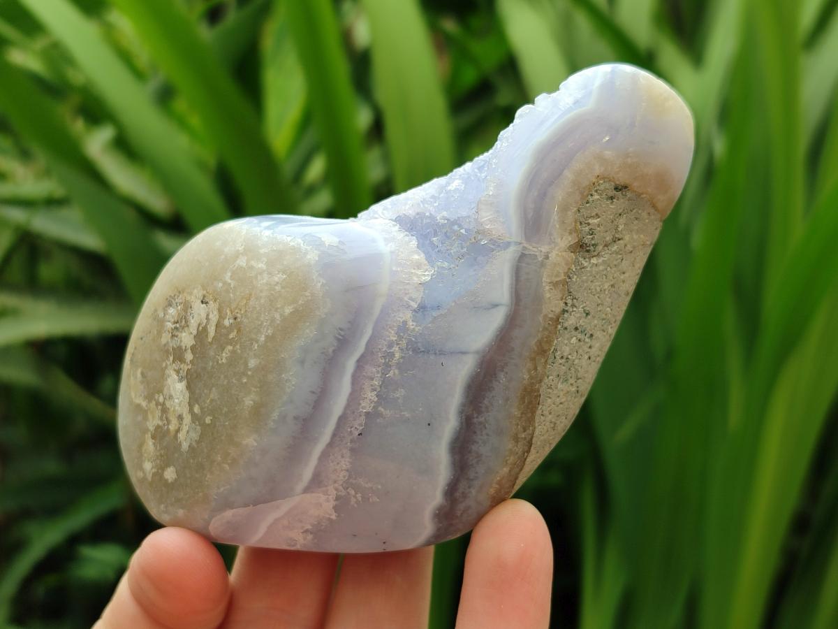 Polished Blue Lace Agate Free Forms x 3 From Nsanje, Malawi