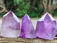 Polished Window Amethyst Crystals x 12 From Akansobe, Madagascar