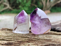 Polished Window Amethyst Crystals x 12 From Akansobe, Madagascar