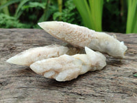 Natural Drusy Quartz Coated Spearhead Calcite Specimens x 12 From Albert's Mountain, Lesotho
