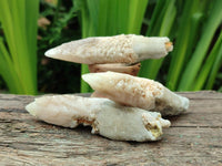 Natural Drusy Quartz Coated Spearhead Calcite Specimens x 12 From Albert's Mountain, Lesotho