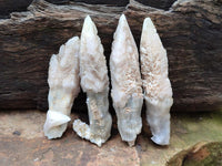 Natural Drusy Quartz Coated Spearhead Calcite Specimens x 12 From Albert's Mountain, Lesotho