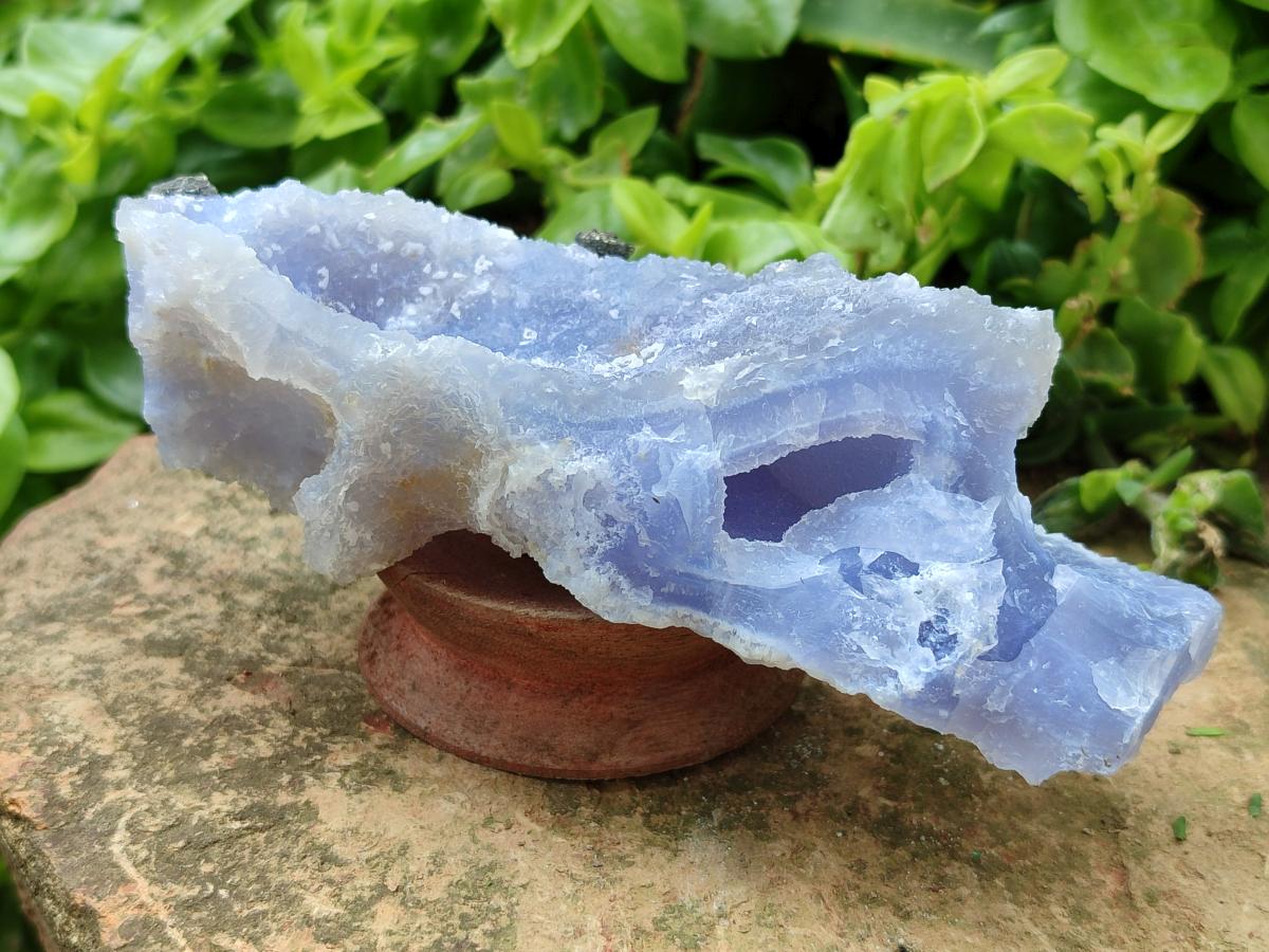Natural Etched Blue Chalcedony Geodes x 6 From Nsanje, Malawi - Toprock Gemstones and Minerals 
